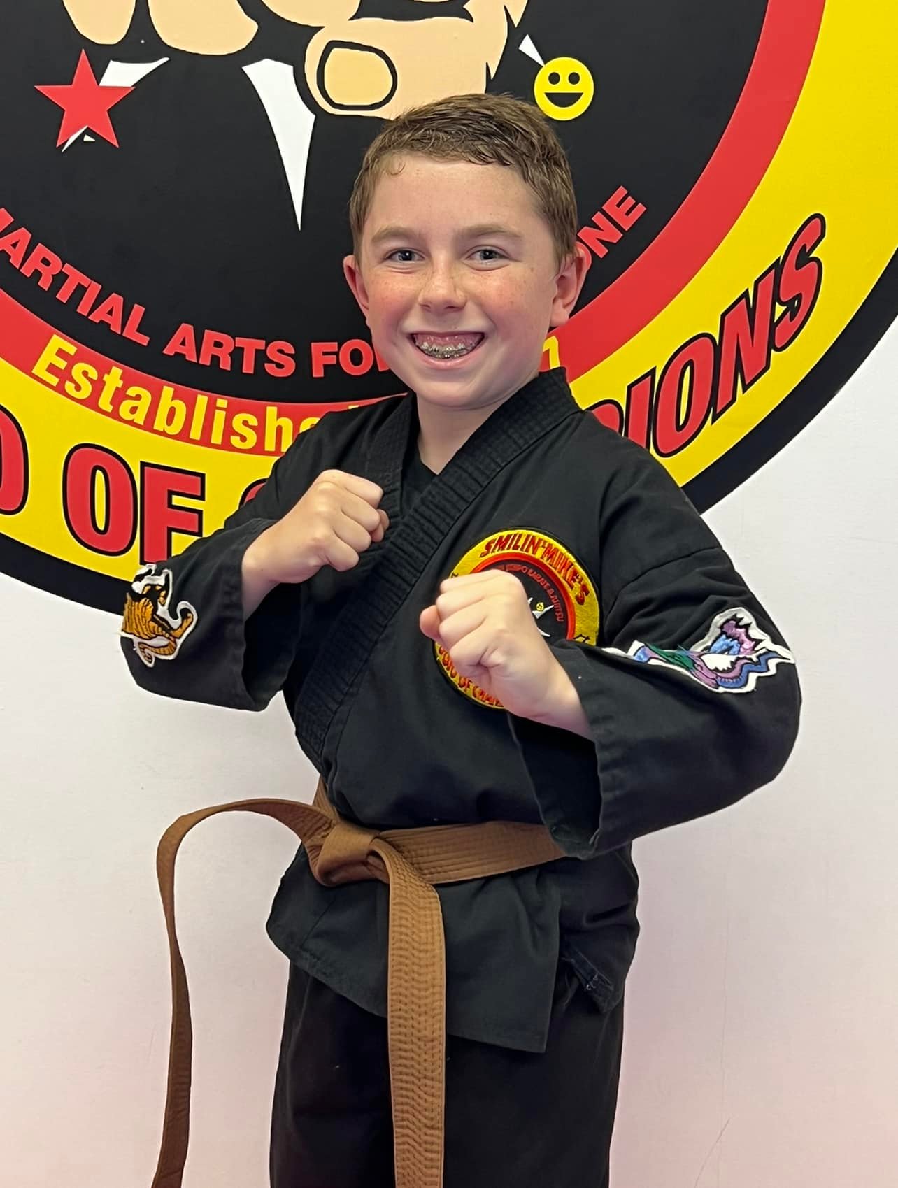 Students practicing Kenpo karate at Smilin' Mike's Dojo